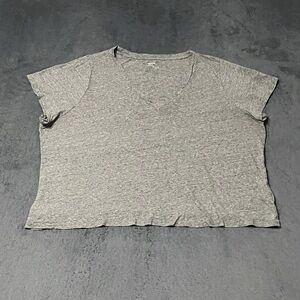 Madewell Shirt Womens 2XL Gray Whisper Cotton V-Neck Preppy Classic Basics Top